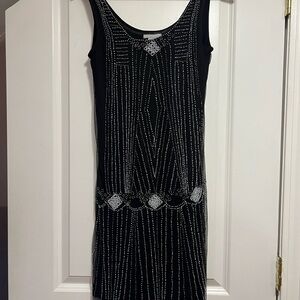 H&M Black and Silver Beaded Mini Dress